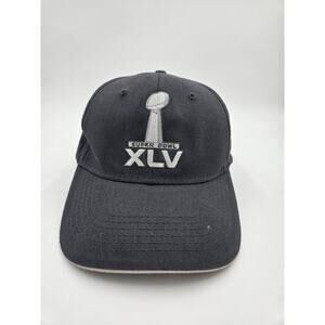 Super Bowl XLV NFL Strapback Hat Black Adjustable Embroidered Cap